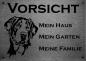 Mobile Preview: Edelstahl Warnschild Großer Schweizer Sennenhund VORSICHT Mein Haus mein Garten meine Familie