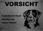 Preview: Edelstahl Warnschild Appenzeller Sennenhund VORSICHT Freilaufender Hund! Betreten auf eigene Gefahr!