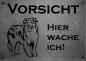 Preview: Edelstahl Warnschild Australian Shepherd VORSICHT Hier wache ich!