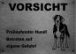 Preview: Edelstahl Warnschild Großer Schweizer Sennenhund VORSICHT Freilaufender Hund! Betreten auf eigene Gefahr!