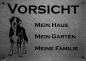 Preview: Edelstahl Warnschild Großer Schweizer Sennenhund VORSICHT Mein Haus mein Garten meine Familie