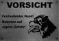 Preview: Edelstahl Warnschild Rottweiler VORSICHT Freilaufender Hund! Betreten auf eigene Gefahr!