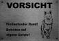 Preview: Edelstahl Warnschild Afghanischer Windhund VORSICHT Freilaufender Hund! Betreten auf eigene Gefahr!