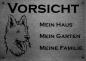 Preview: Edelstahl Warnschild Schweizer Schäferhund VORSICHT Mein Haus mein Garten meine Familie