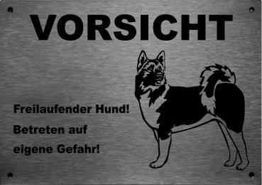 Edelstahl Hundechild American Akita VORSICHT Mein Haus mein Garten meine Familie