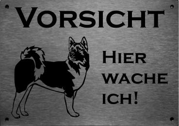 Edelstahl Hundechild American Akita VORSICHT Freilaufender Hund! Betreten auf eigene Gefahr!