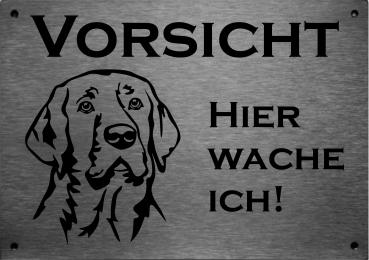 Edelstahl Hundeschild Broholmer VORSICHT Hier wache ich!
