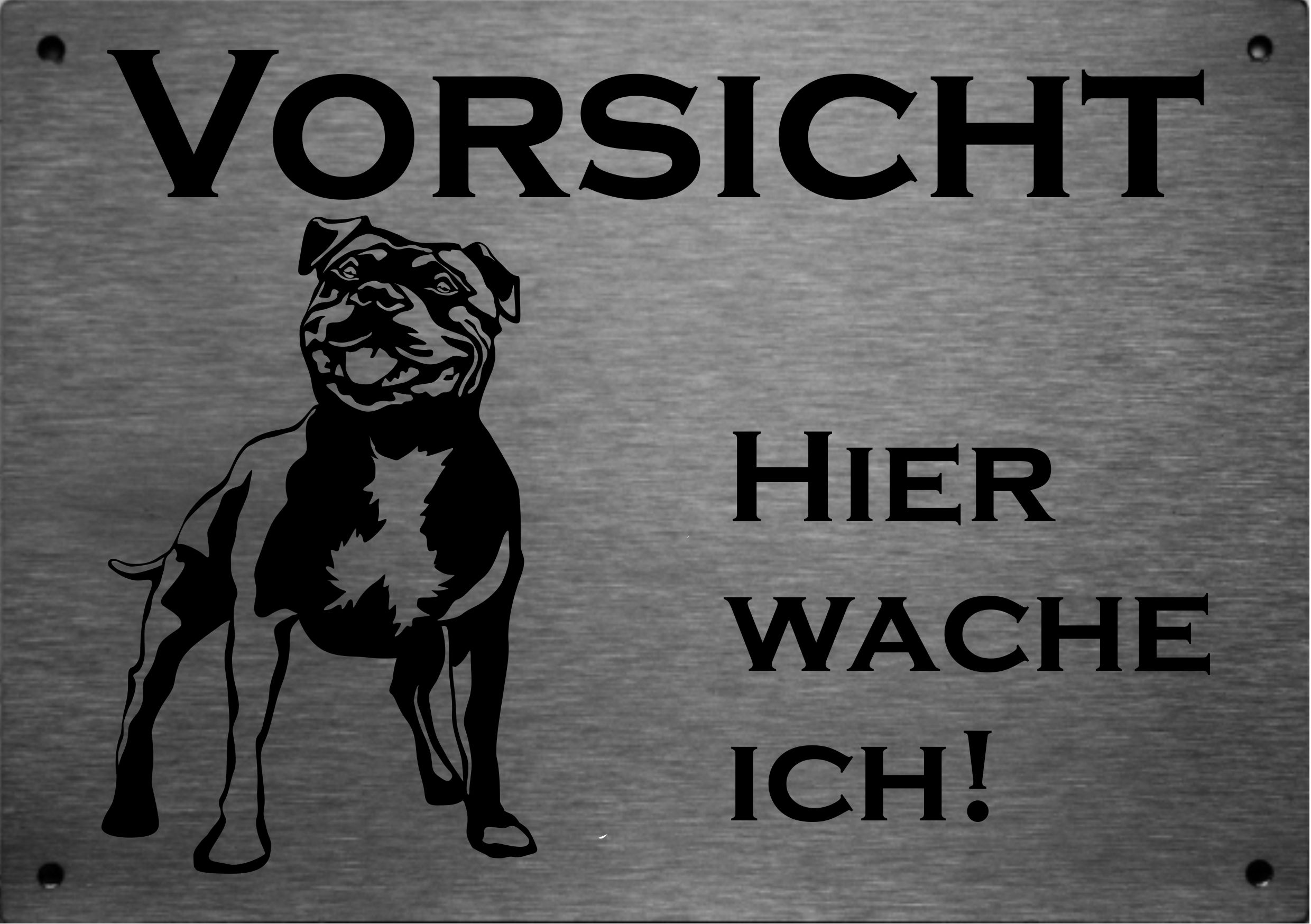 American Pitbull Warnschild Aus Aluminium – 30,5x20 Cm (A4), 0,5 Mm Stark, Mit Abgerundeten Ecken, Optional Mit Befestigungslöchern